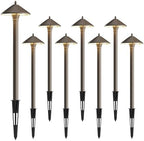 GOODSMANN Landscape Lighting Outdoor Low Voltage Landscape Lighting Kits 8PK Pathway Lights Wired 10W 25 Lumen 2700K Warm White Metal 12V Bronze Electric Sidewalk Walkway Lights with Cable Connectors by GOODSMANN