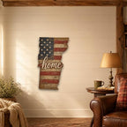 Vermont "Home" State Shape Sign — Vintage American Flag Wall Decor — UV-Printed Aluminum (Not Real Wood) — Patriotic State Pride Art for Indoors & Outdoors — Made in USA - Image 5