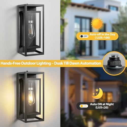 14" Dawn to Dusk Outdoor Light Fixture, 2-Pack Outdoor Wall Lights - Image 2
