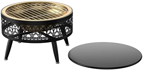 LXLZYXSF Wood Burning Fire Pit Bowl with Table Top, Round Tea Table, Metal Fire Basin for Outdoor Indoor Yard Garden Deck Porch Living Room Patio (Color : B, Size : 52.5cm/20.6inch Wide) by LXLZYXSF