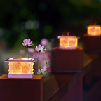 Dynaming 8 Pack Solar Post Cap Lights Outdoor with Flickering Flame Light, White Shell Fence Post Solar Lights Fit 4x4 5x5 Vinyl/Wooden Posts, Brightness LED Lighting Decor for Garden Deck Patio - Image 6