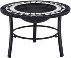 Mosaic Fire Pit 26.8 Inch Ceramic Steel Bowl for Patio Backyard Outdoor Heating and BBQ with Three-Leg Stand by Unknown