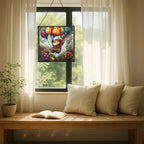 Flower Balloon Lift Gnome Stained Glass Suncatcher – Square Hanging Window Panel for Home or Greenhouse – Whimsical Glass Art Gift for Garden Lovers, Christmas, Halloween, Father Days 6a0pyd - Image 7