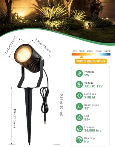 12V Low Voltage Landscape Lights 2 Pack, 3000K LED Spotlights MR16 - Image 2