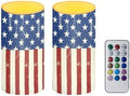 Painting Style USA Flag Flameless Candles with Remote and Timers Flickering Battery Operated Candles Outdoor LED Pillar Candles for Independence Day Patriotic Decoration Set of 2 by Merkmak