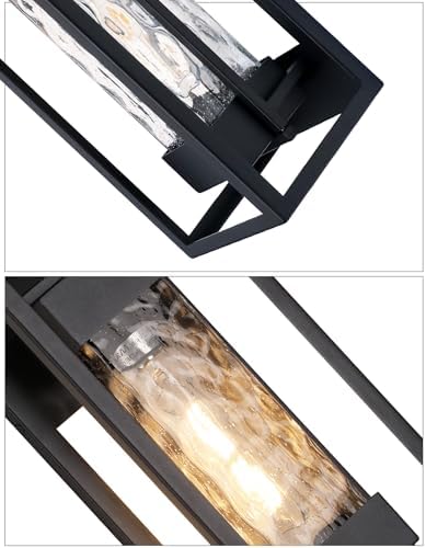 PARTPHONER Modern Outdoor Light Fixture, Exterior Wall Sconce Waterproof Porch Light, Outside Lamp for House with Water Glass for Garage Doorway - Image 5
