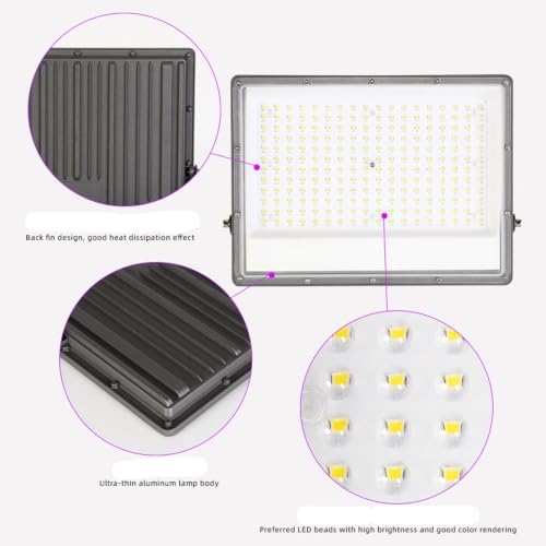 5PCS Flood Light, 100W Ultra Thin Waterproof Wall Lamp for Garden Garage - Image 2