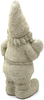 Garden Gnome with Shroom: Solid Durable Stone Statue with Vintage Texture. Sealed for Outdoors. Handcrafted USA. (Classic/White) - Image 3