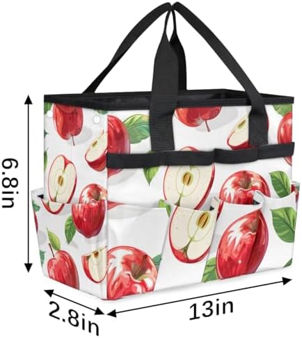 Fruits Half Apples Garden Tool Bag Tote for Men Women Multiple Pockets Wide Mouth Heavy Duty Waterproof Tool Organizer Bag for Outdoor Lawn Yard Portable Gardening Storage With Elasticbands - Image 2