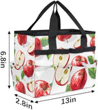 Fruits Half Apples Garden Tool Bag Tote for Men Women Multiple Pockets Wide Mouth Heavy Duty Waterproof Tool Organizer Bag for Outdoor Lawn Yard Portable Gardening Storage With Elasticbands - Image 2