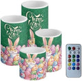 Easter Eggs Flameless Candles with Remote Bunny Battery Operated Candles with Timer Outdoor Lanterns for Easter Day Decorations Flameless Pillar Lights for Patio Porch Decor by Merkmak
