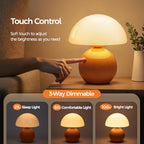 NIORSUN Mushroom Lamp Table Lamp for Bedroom, Portables Cordless Table Lamp,Wireless lamp,Small Bedside Table Touch Lamps for Living Room,Mini Mushroom 5200mAh Battery Operated Lamp Modern Orange - Image 3
