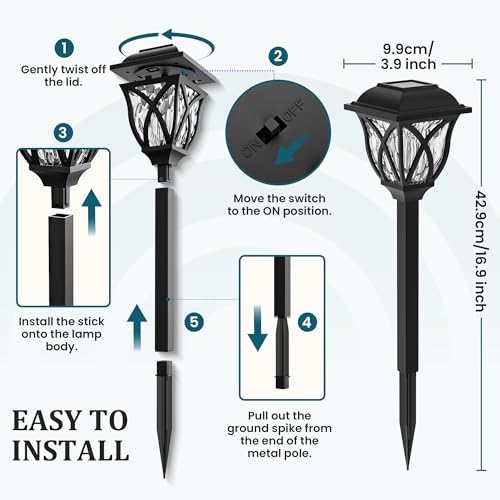 GIGALUMI 8 Pack Solar Lights Outdoor Waterproof, LED Solar Garden Lights - Image 6