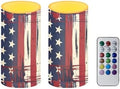 American Flag Flameless LED Candles USA Flag Battery Operated Candles with Timer Independence Day LED Pillar Battery Tea Lights for Holiday Memorial Day Decor - Pack of 2 by Merkmak