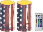 American Flag Flameless LED Candles USA Flag Battery Operated Candles with Timer Independence Day LED Pillar Battery Tea Lights for Holiday Memorial Day Decor - Pack of 2 by Merkmak