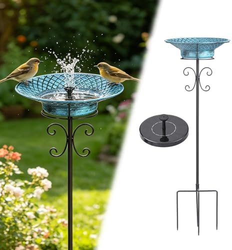 Bird Baths for Outdoors, 37" H Free Standing Bird Bath with Removable Bowl by MinWadil-EnrichYourLife