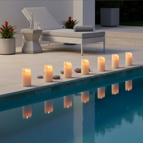 Flameless Candles 3"D X 6"H Set of 12 Outdoor Indoor Ivory Pillars Battery Operated Flickering Candles Include 8-Key Remote Timer Function, Ivory Waterproof Candles for Wedding, Aniversary Decor - Image 6
