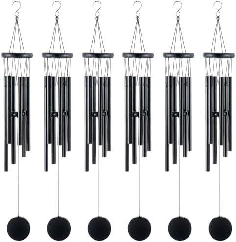 Yahenda 6 Pcs 28 Inch Rustic Wind Chimes for Outside Deep Tone Wind Chimes with 6 Aluminum Tubes Memorial Coolest Windchimes Outdoors for Farmhouse Garden Patio Home Decor (Blackwood, Black) by Yahenda