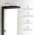 ASD LED 14" Outdoor Wall Light, Dusk to Dawn Front Door House Sconce | 3CCT, Photocell, Waterproof, ETL Listed | 20W 1900LM 3000-5000K 120V | Exterior Patio Lighting Fixture, Porch Lamp | Black - Image 3