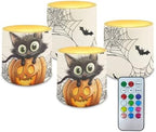 Halloween Day LED Candles All Saints' Day Flameless Hallowe'en Battery Operated Spider Web Bat Candles with 18-Key Remote Timer Set for Holiday Festival Table Decorations by WelcometoLuarisgur