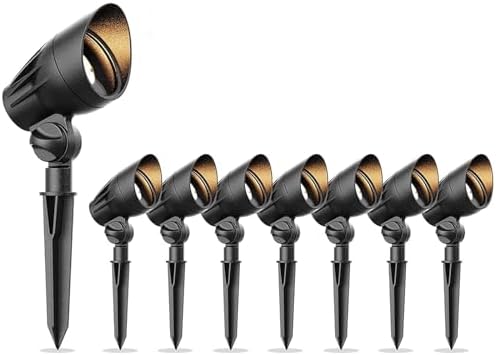 12V Low Voltage Halogen Landscape Spotlights 50W 3000K Black 8 Pack by Unknown