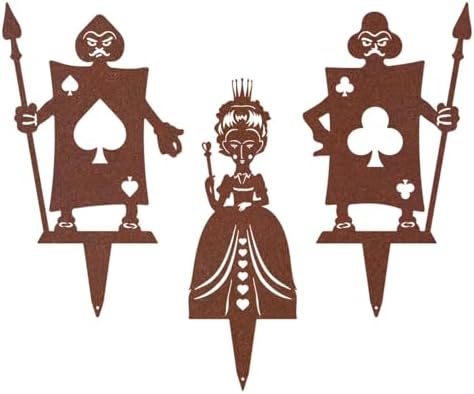Alice in Wonderland Garden Stakes – Set 2: Queen of Hearts, Spade & Club Knights – Outdoor Decor – RealSteel Original – Rust – Weatherproof American Steel – Made in USA by RealSteel