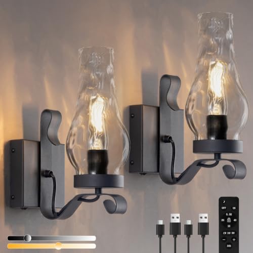 Vintage Battery Operated Wall Sconces Set of 2, Rustic Wall Lights by EIDEARAYHomeLighting