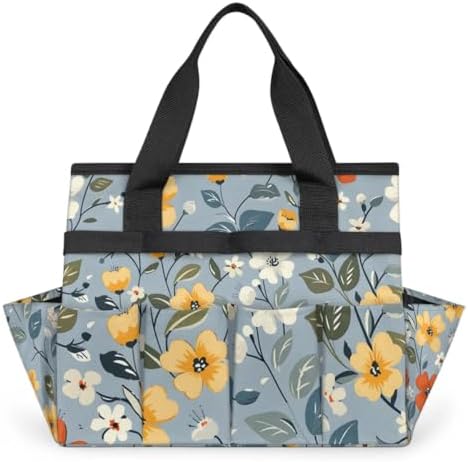 Garden Tool Bag Organizer Garden Tote Bag with Pockets Print Pattern Floral Tool Storage Organizer Gardening Tool Kit Holder 13" x 6.8" x 2.8" by Unknown
