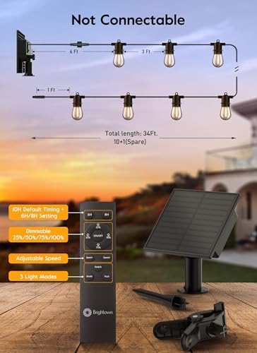 Minetom 34FT Solar String Lights Outdoor with Remote, Patio Lights - Image 6
