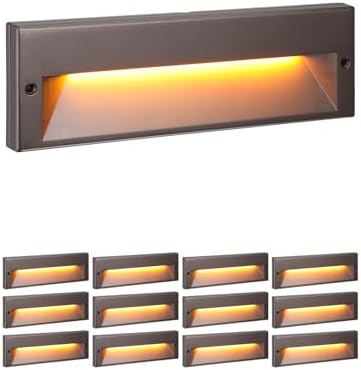 LEONLITE 12-Pack 10.6 Inch 5CCT Low Voltage LED Step Lights, Surface Mount by LEONLITE
