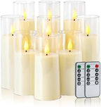 Amagic Ivory Flameless Candles with Remote, Battery Operated Candles with Timer, Acrylic Plexiglass Flickering LED Fake Candle for Wedding, Holiday, Home Decor, Set of 9, D2.2 x H5 6" 7" by AMAGIC