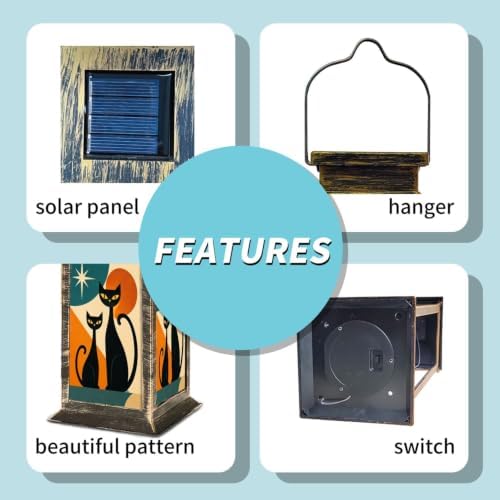 Black Cat Retro Atomic Solar Lanterns Outdoor Waterproof - Image 4