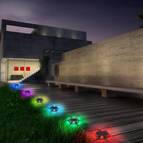 Solar Deck Light Outdoor, 12 Pack 9 Colors in 1 Solar Driveway Dock Lights, IP67 Waterproof Solar Powered Outdoor Light, RGB Step Lights for Outside Garden Yard Fence Stair Sidewalk Pathway Walkway - Image 6