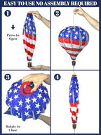 2PCS Giant Patriotic Hot Air Balloon Wind Spinners 14" W x 59" H Large American Whirligig Wind Spinner Hanging Ornaments for Memorial Day July of 4th Yard Garden Lawn Outdoor Decorations - Image 5