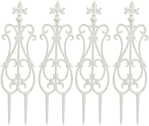 Sungmor Decorative Cast Iron White Flower Bed Fence - 28 Inches Tall 4 Pack by Sungmor