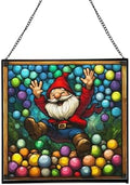 Ball Pit Gnome Joy Stained Glass Suncatcher – Square Hanging Window Panel for Home or Greenhouse – Whimsical Glass Art Gift for Garden Lovers, Christmas, Halloween, Father Days ShgGAQ by Custom