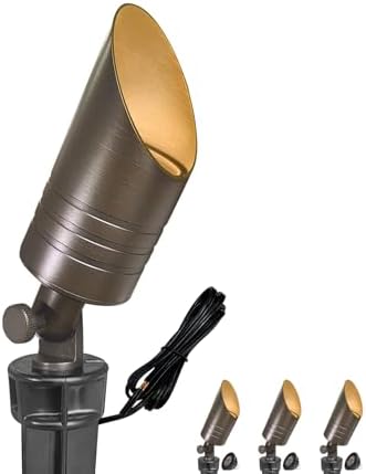 MALORY Solid Brass Landscape Spotlight 4-Pack with 5W MR16 Bulb(S05) by MALORY