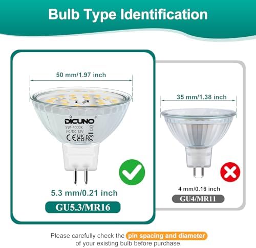 DiCUNO MR16 LED Bulb Dimmable, 50W Eq., Natural White 4000K, 670LM, 10-Pack - Image 3