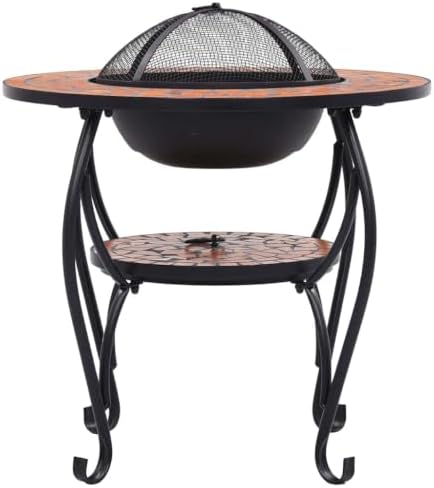 Fire Pit Table, Mosaic Ceramic Top, Steel Outdoor Heater Bowl - Image 4