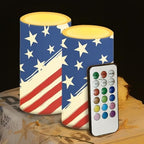 5.7" x 3" Patriotic American Flag Battery Operated Candles with Timer Flameless LED Candles with Remote Color Changing for 4th of July Plastic Pillar Lights Bulk, Stars and Stripes - Image 4