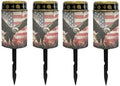 Poceacles Solar Lights Outdoor Waterproof Cemetery Candles Solar Powered Grave Outdoor Decorative Walkway Lights for Lawn Garden Pathway Decor, Eagle American Flag Patriotic Print, Pack of 4 by Poceacles