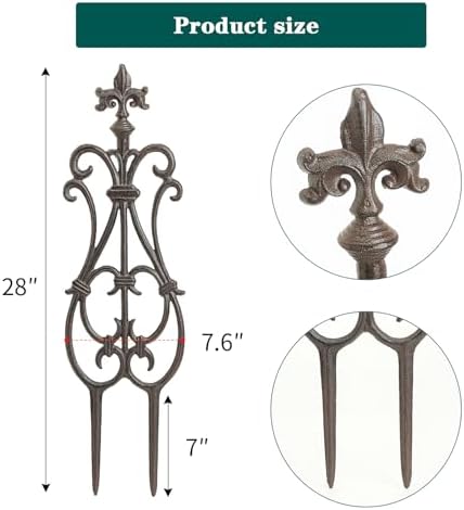 Sungmor Decorative Cast Iron Brown Flower Bed Fence - 28 Inches Tall 4 Pack - Image 6