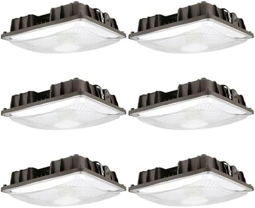Konlite 40W LED Canopy Area Light - 175W HID/M.H. Equivalent - Bronze - 5450 LM - 6 Pack - 5000K - 120-277V - UL, Idea for for Gas Station, Gym, Warehouse, Shop, Underpass, Loading Dock by Konlite