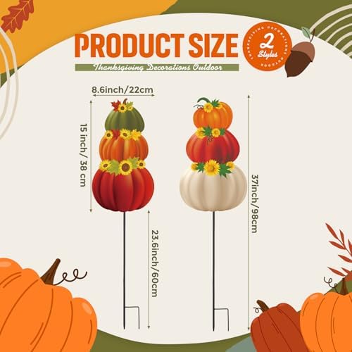 Suzile 2 Pcs Fall Yard Stakes 37" Metal Fall Decoration Outdoor, Rustic - Image 2