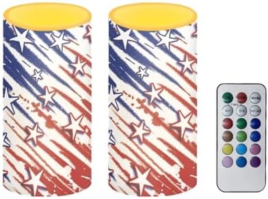 The Stars Stripes Print Flameless Candles with Remote and Timers Battery Operated Candles for Independence Day Home Party Banquet Decoration by Merkmak