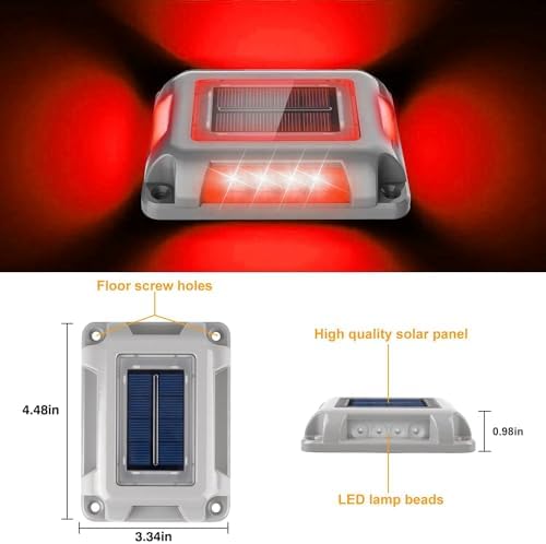 T-SUN Solar Driveway Lights Outdoor 12 Pack, Red LED Dock Marine Deck Light - Image 4