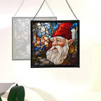 Gnome with Wisdom Sharing Stained Glass Suncatcher – Square Hanging Window Panel for Home, Garden, Nursery, Halloween, Christmas, Memorial Day – Whimsical Glass Art Gift for Gnome Lovers 19170m - Image 4