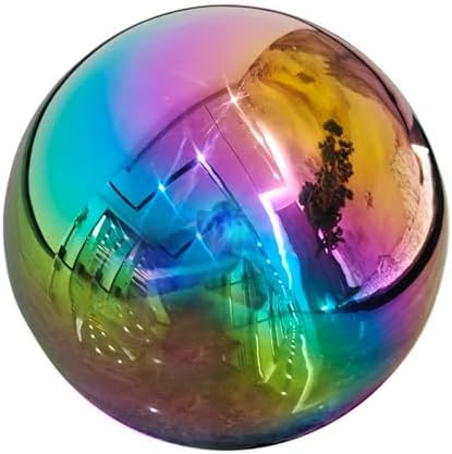 10 inch Stainless Steel Gazing Ball Rainbow Gazing Globe Mirror Reflective Garden Sphere Floating Pond Balls Gazing Ball Colorful and Shiny Home Outdoor Ornament - Image 3
