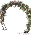 Queension Metal Arch Backdrop Stand 8Ft Wide 7Ft High, Wedding Arch Frame for Wedding Decorations, Balloon Arch Stand with Base for Ceremony, Outdoor Garden Arch Trellis for Climbing Plants, Black by Queension