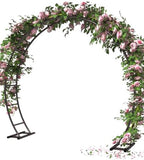Queension Metal Arch Backdrop Stand 8Ft Wide 7Ft High, Wedding Arch Frame for Wedding Decorations, Balloon Arch Stand with Base for Ceremony, Outdoor Garden Arch Trellis for Climbing Plants, Black by Queension